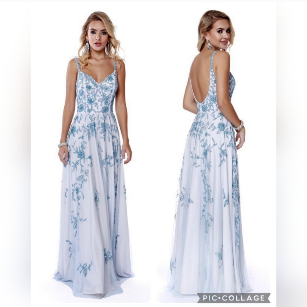 Shail K Periwinkle Spring Summer Formal Sequins Gown Size 2